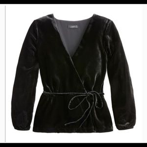 Black J.Crew Faux-wrap top in drapey velvet